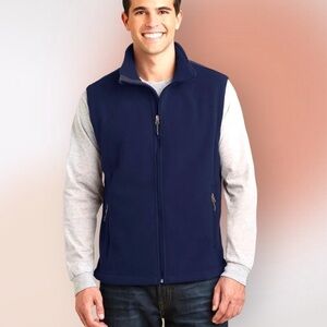 Port Authority Blue Fleece Full Zip Front Vest Size Men’s Large